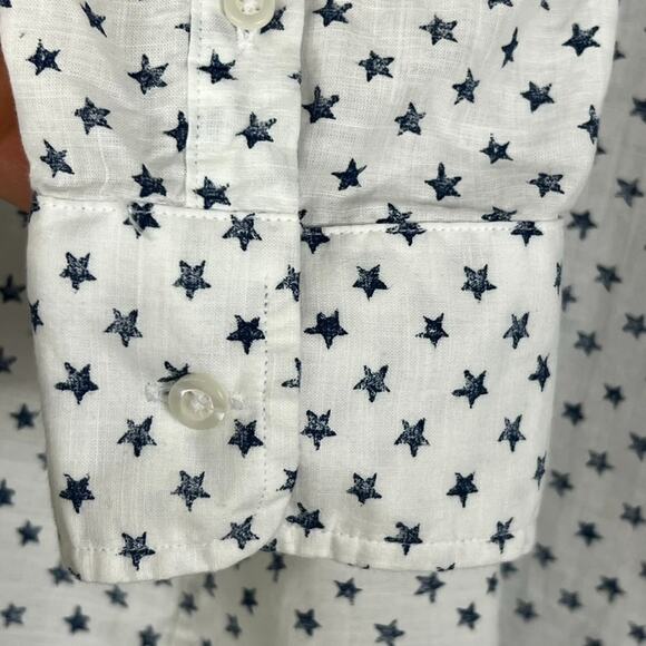 Frank & Eileen Shirt Eileen Women's Size Large Relaxed Button-Up White Navy Star - Picture 7 of 9